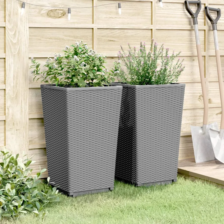 Jardinières 2 pcs gris clair 32,5x32,5x57 cm polypropylène - 3