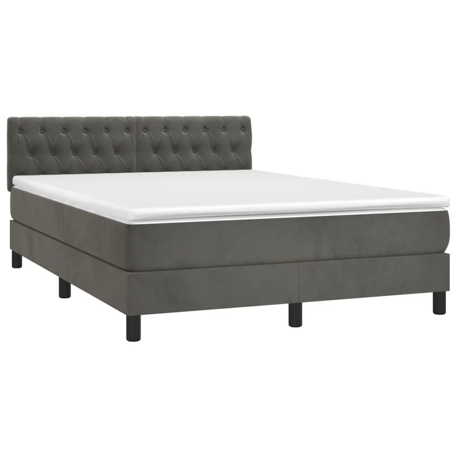 Sommier à lattes de lit avec matelas LED Gris foncé 140x190 cm - 3