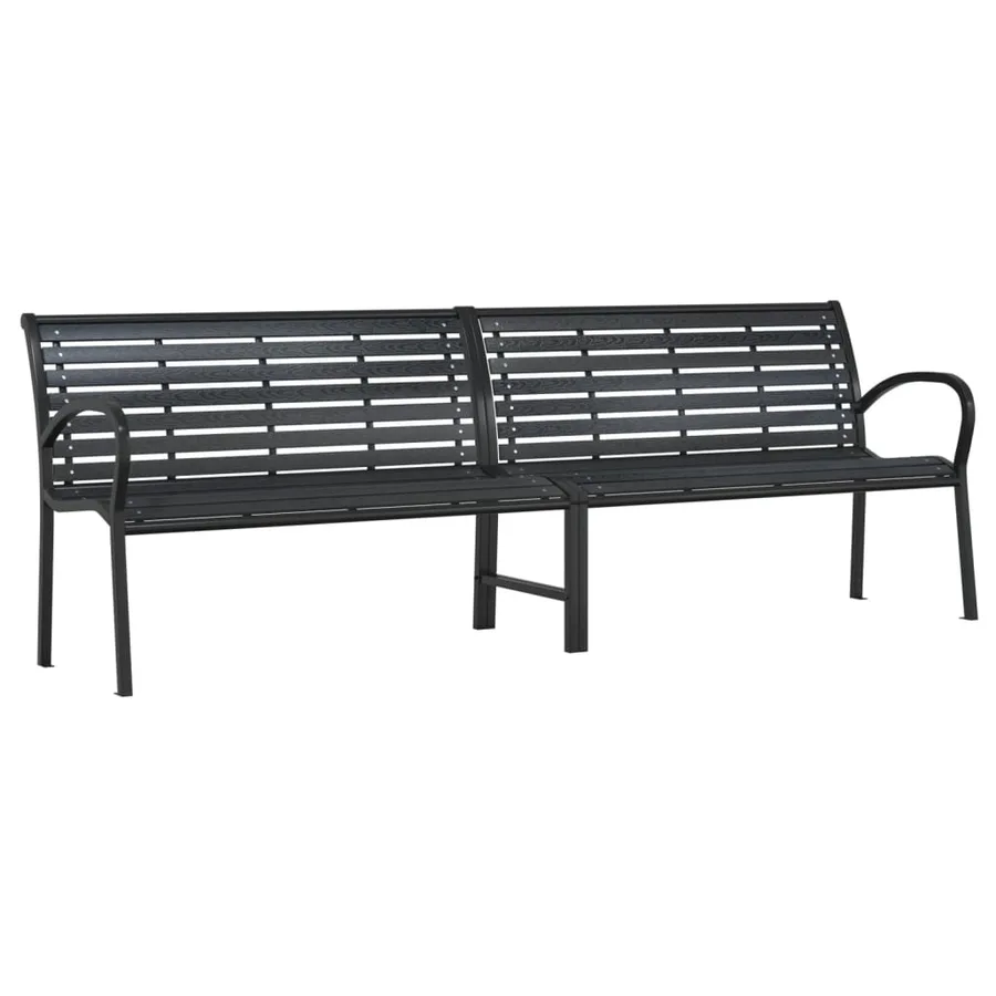 Banc double de jardin noir 231 cm acier et WPC - 2