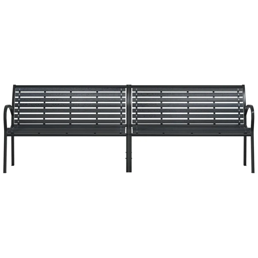 Banc double de jardin noir 231 cm acier et WPC - 4