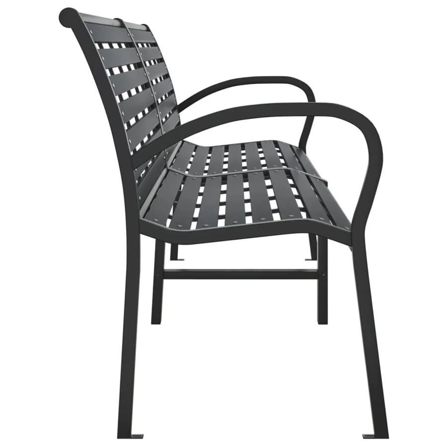 Banc double de jardin noir 231 cm acier et WPC - 5