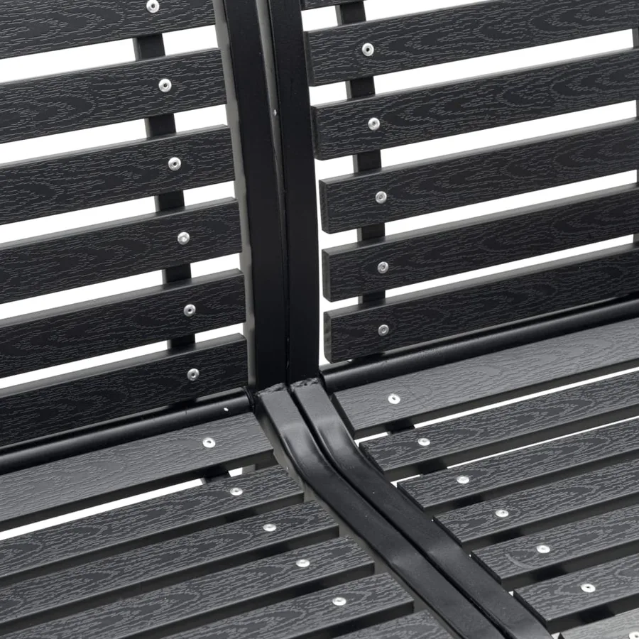 Banc double de jardin noir 231 cm acier et WPC - 8