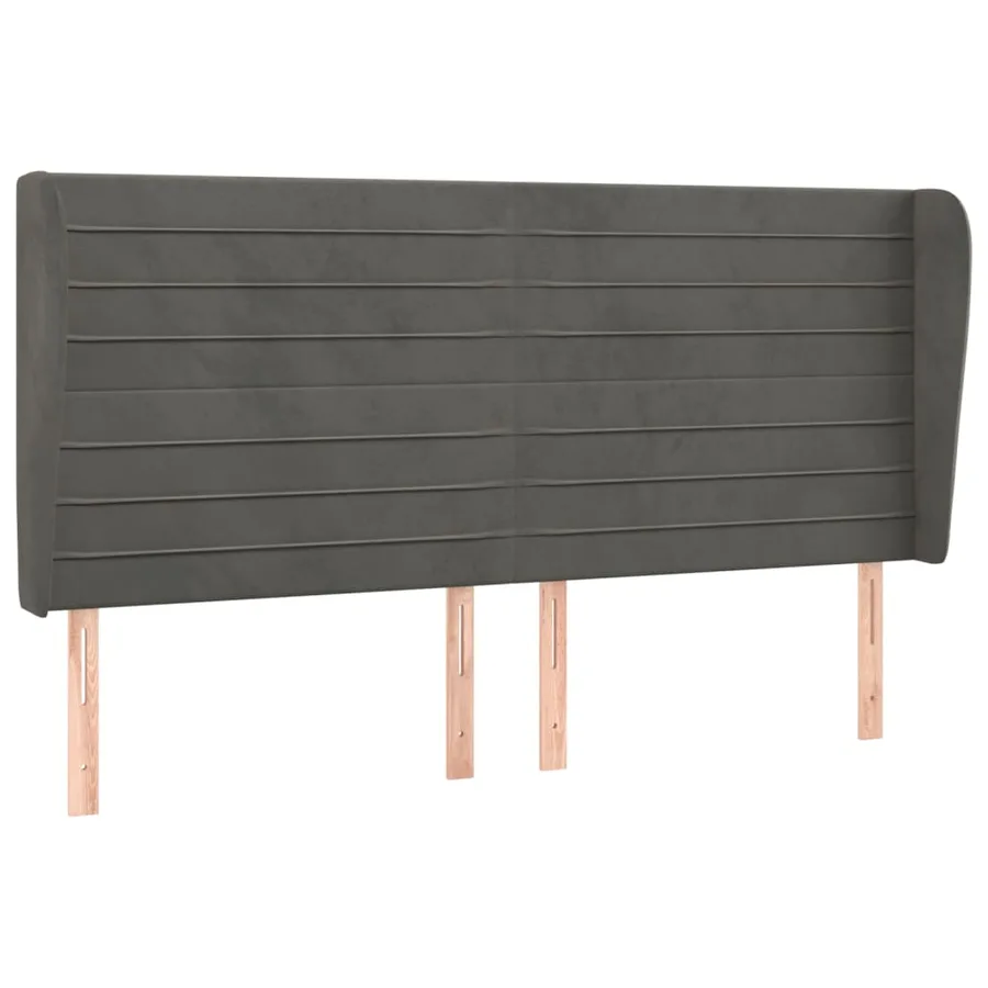 Tête de lit avec oreilles Gris foncé 203x23x118/128 cm Velours - 2