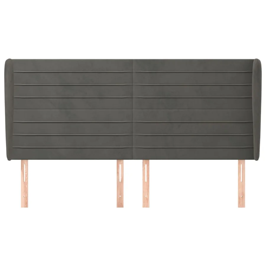 Tête de lit avec oreilles Gris foncé 203x23x118/128 cm Velours - 3