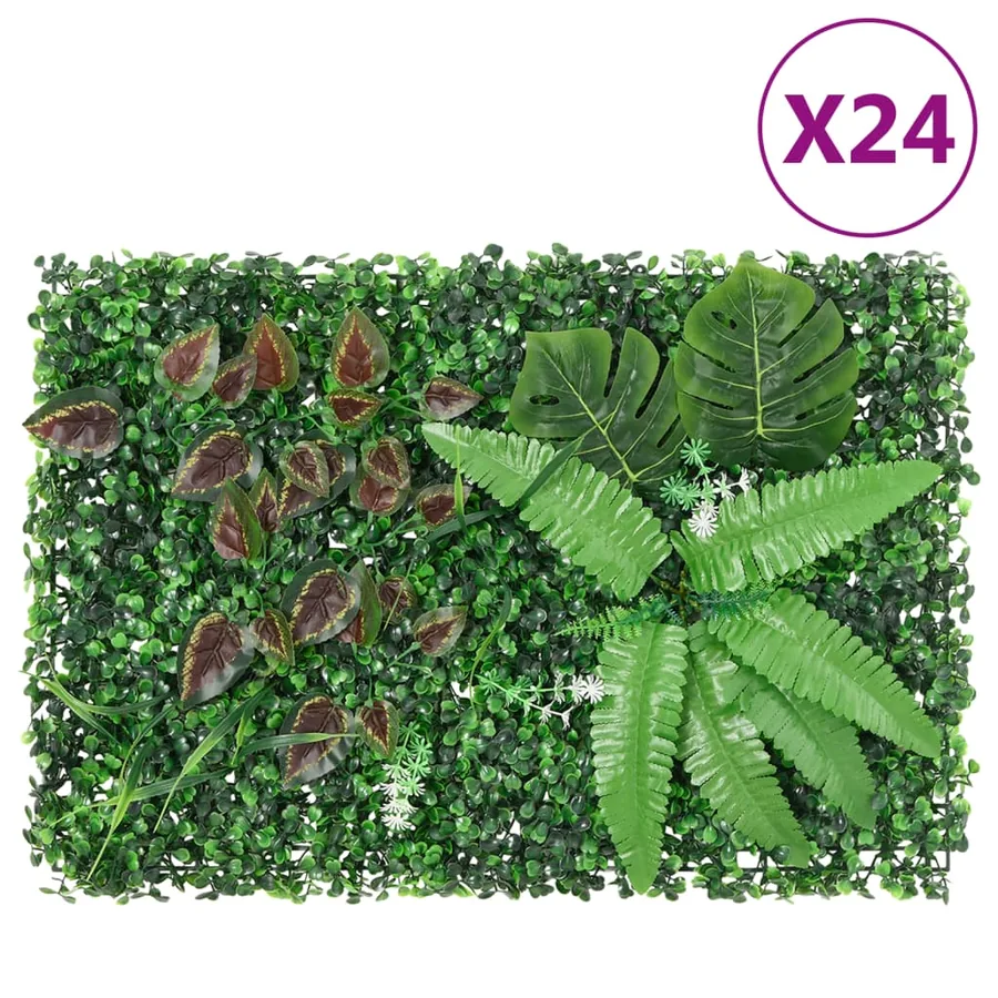 Clôture à plantes artificielles 24 pcs vert 40x60 cm