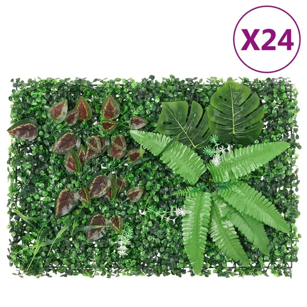 Clôture à plantes artificielles 24 pcs vert 40x60 cm
