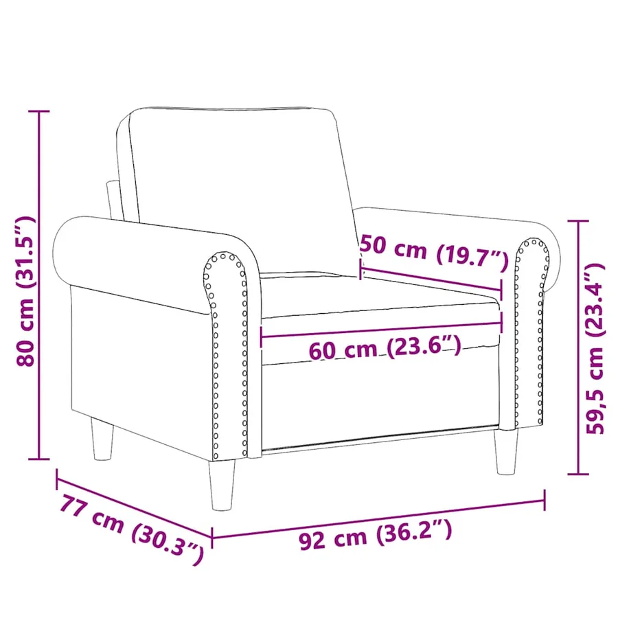 Fauteuil Rouge bordeaux 60 cm Velours - 9