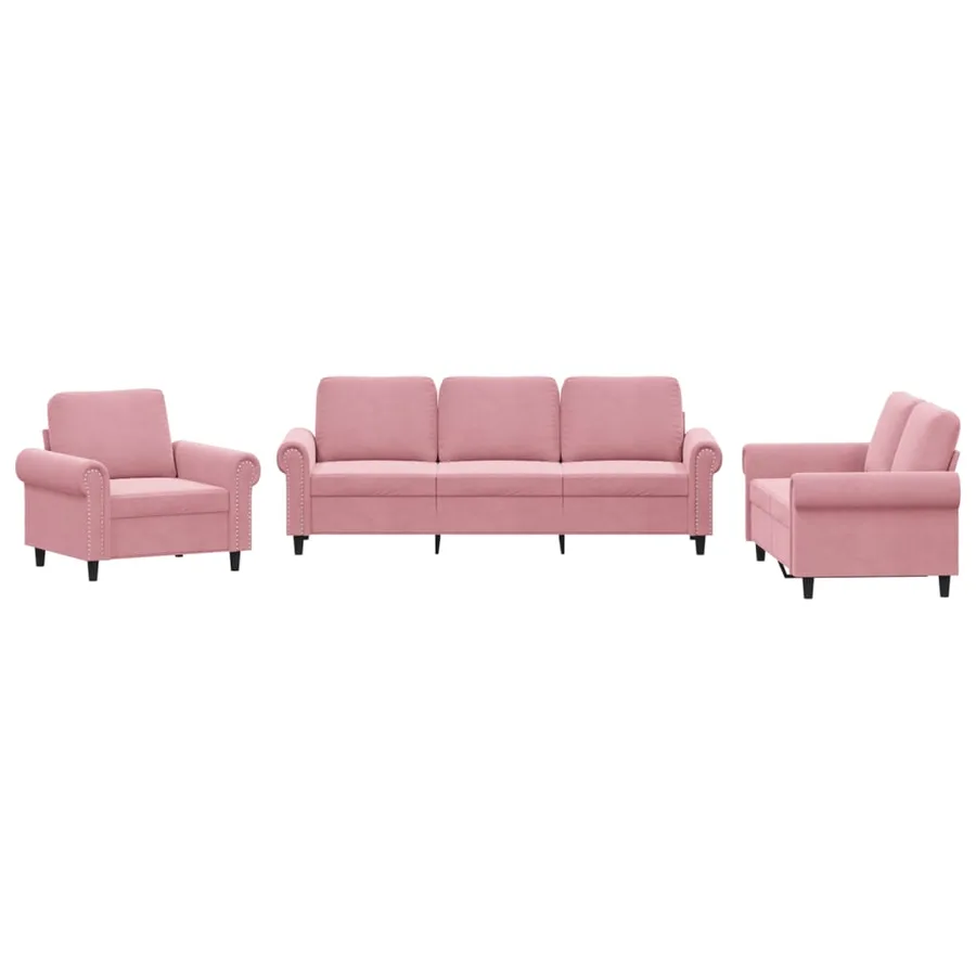 Ensemble de canapés 3 pcs avec coussins Rose Velours - 2