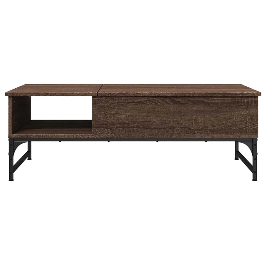 Table basse chêne marron 100x50x35cm bois d'ingénierie et métal - 5