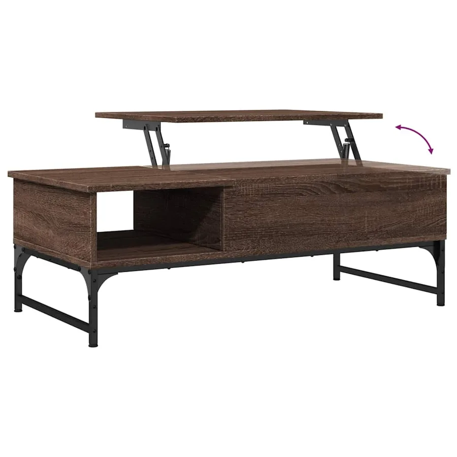 Table basse chêne marron 100x50x35cm bois d'ingénierie et métal - 8