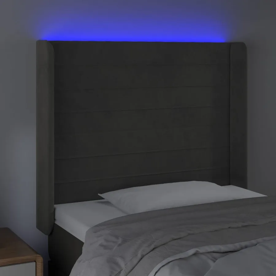Tête de lit à LED Gris foncé 103x16x118/128 cm Velours - 4