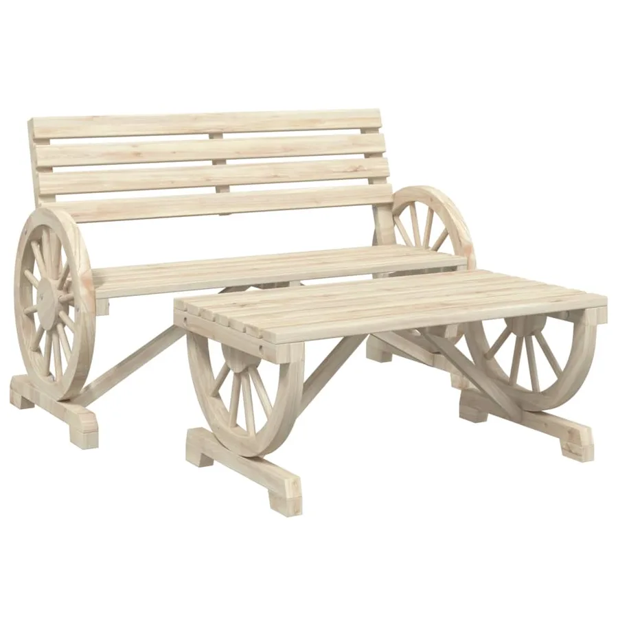 Salon de jardin 2 pcs bois de sapin massif - 2