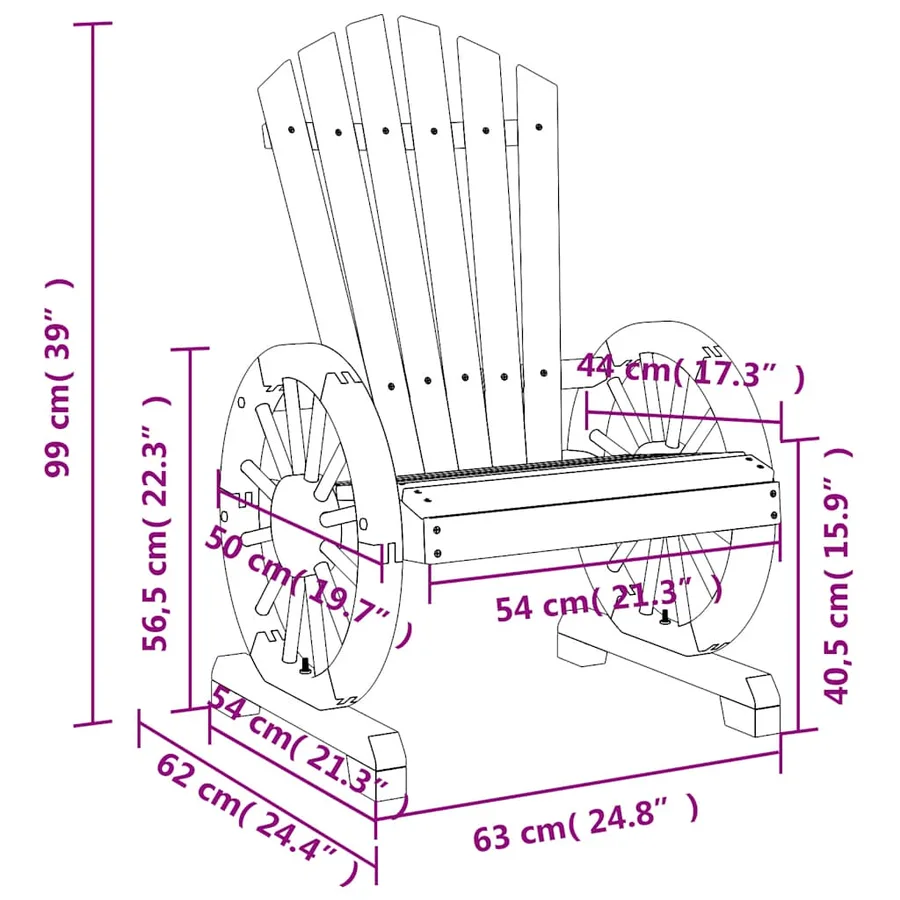 Chaises de jardin Adirondack lot de 4 bois de sapin massif - 10