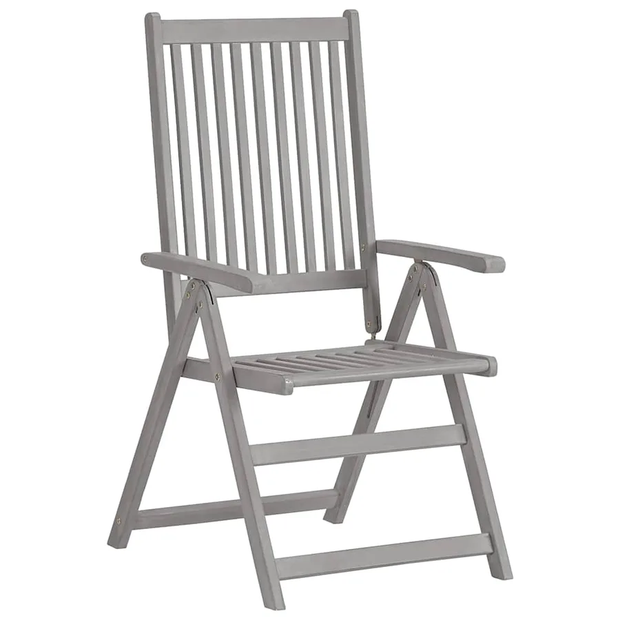 Chaises inclinables de jardin lot de 3 Gris Bois solide acacia - 2