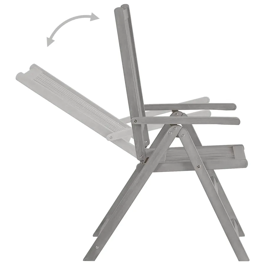 Chaises inclinables de jardin lot de 3 Gris Bois solide acacia - 6