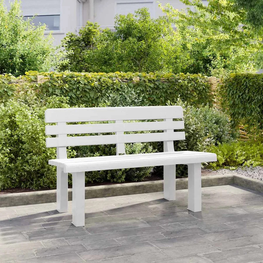 Banc de jardin blanc 110x52x71 cm polypropylène - 3