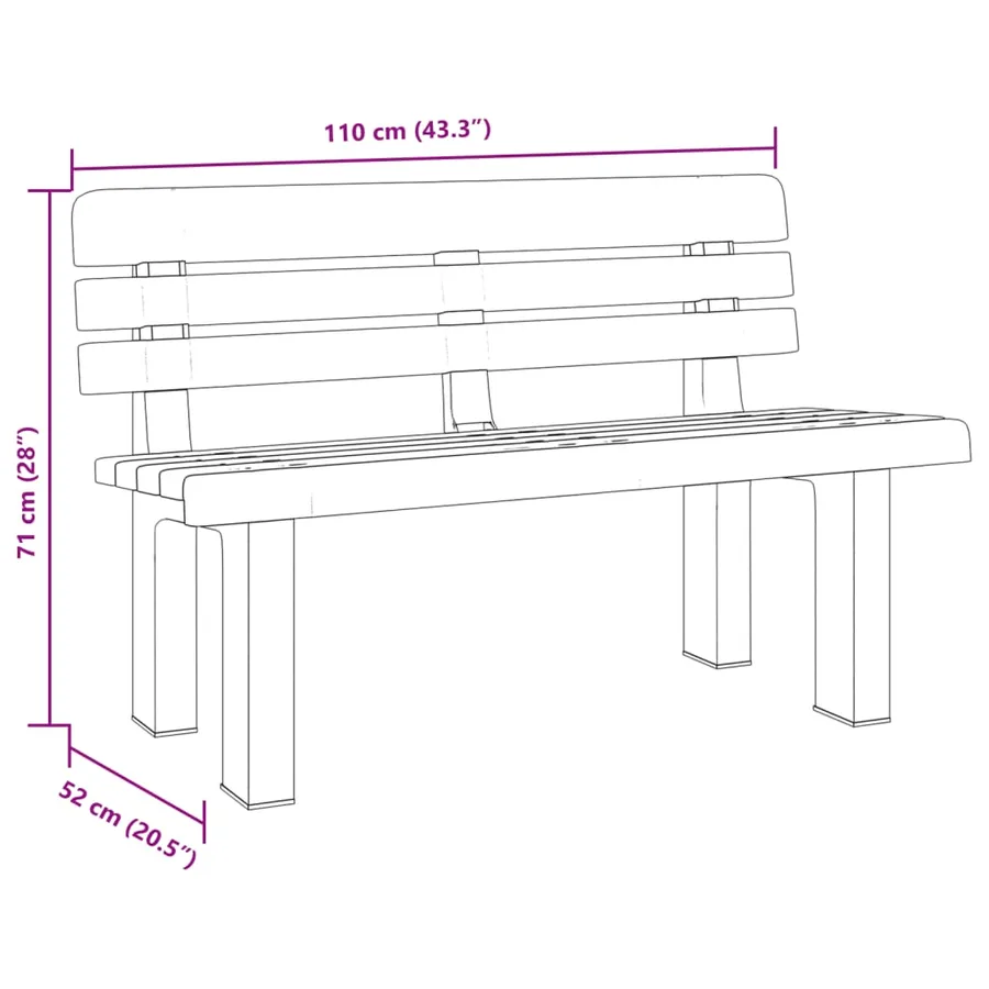 Banc de jardin blanc 110x52x71 cm polypropylène - 9