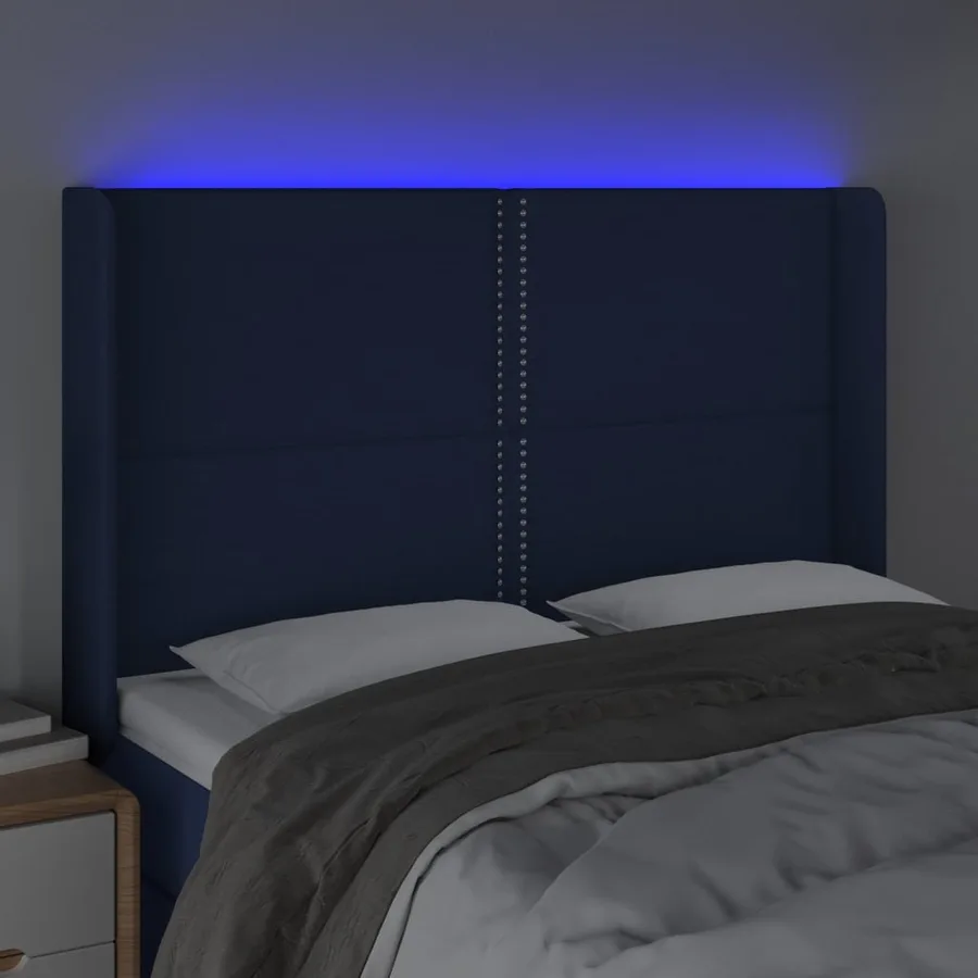 Tête de lit à LED Bleu 147x16x118/128 cm Tissu - 4