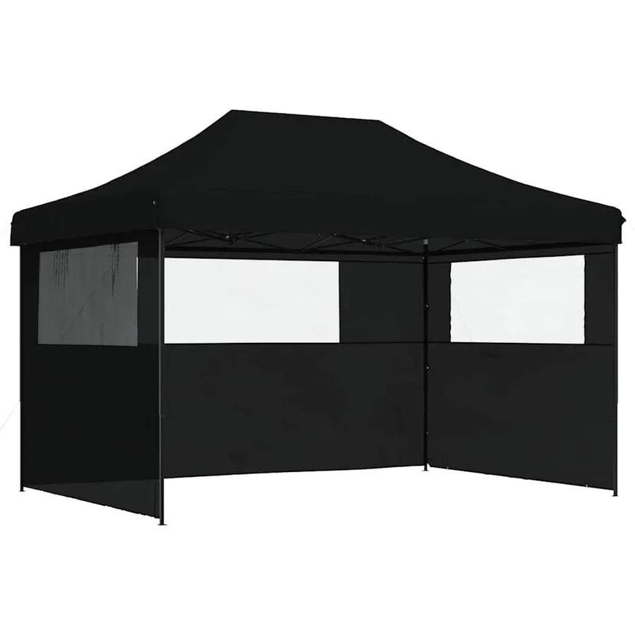 Tente de réception pliable escamotable 3 parois latérales noir - 2