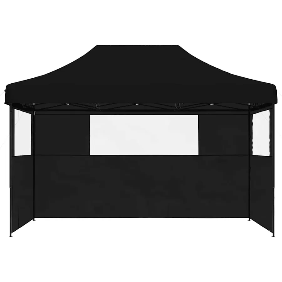 Tente de réception pliable escamotable 3 parois latérales noir - 3