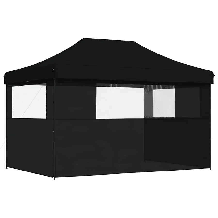 Tente de réception pliable escamotable 3 parois latérales noir - 5