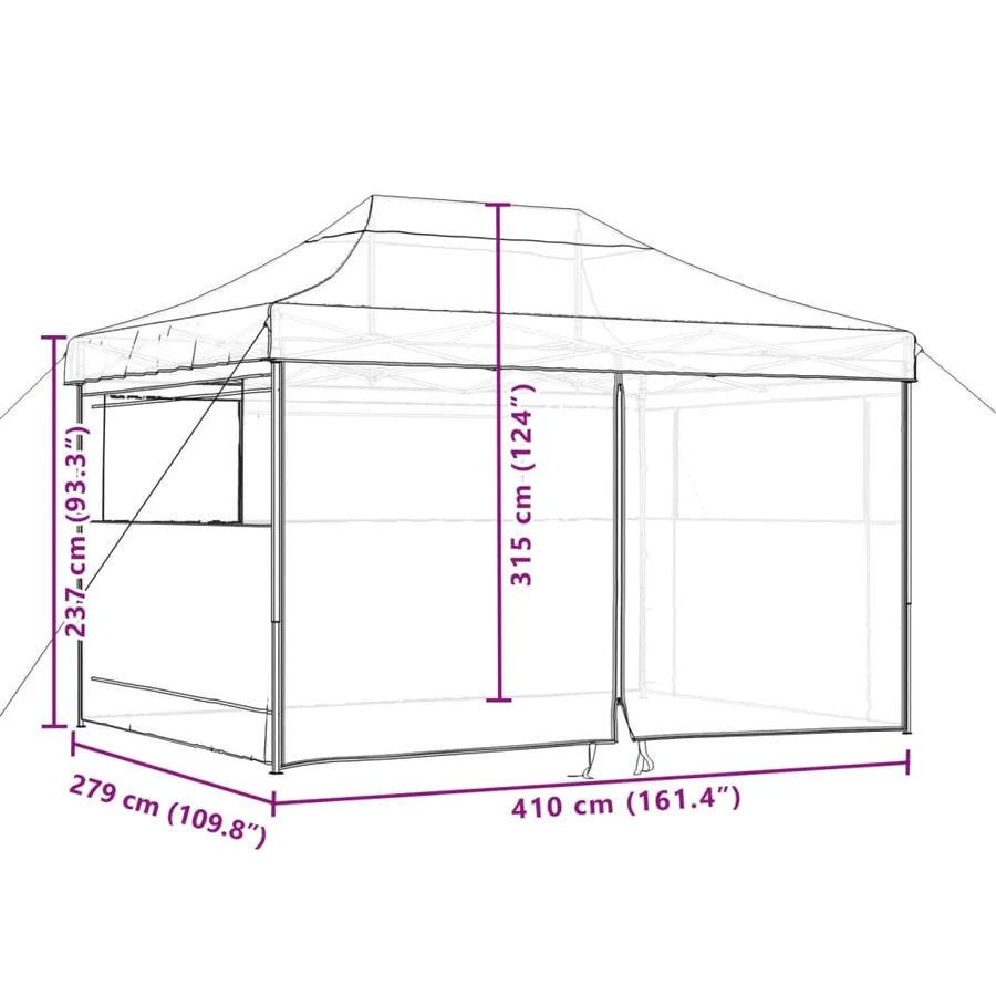 Tente de réception pliable escamotable avec 4 parois latérales - 10