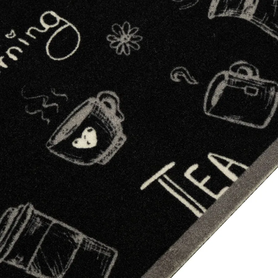 Tapis de cuisine lavable imprimé Morning noir 60x300 cm velours - 3