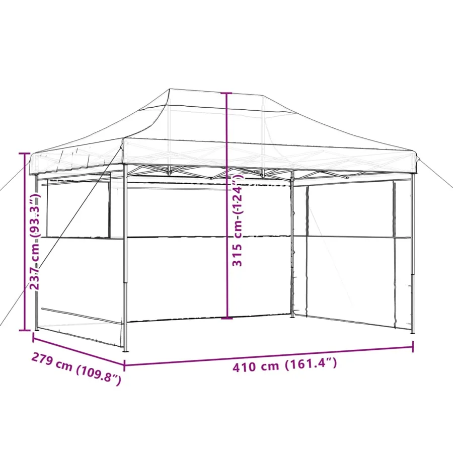 Tente de réception pliable escamotable avec 3 parois latérales - 9