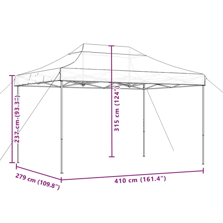 Tente de réception pliable escamotable vert 410x279x315 cm - 9