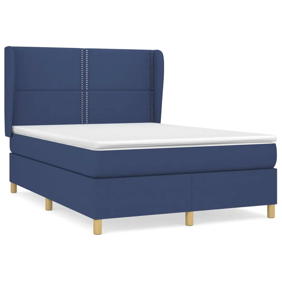 Sommier à lattes de lit avec matelas Bleu 140x200 cm Tissu - 2