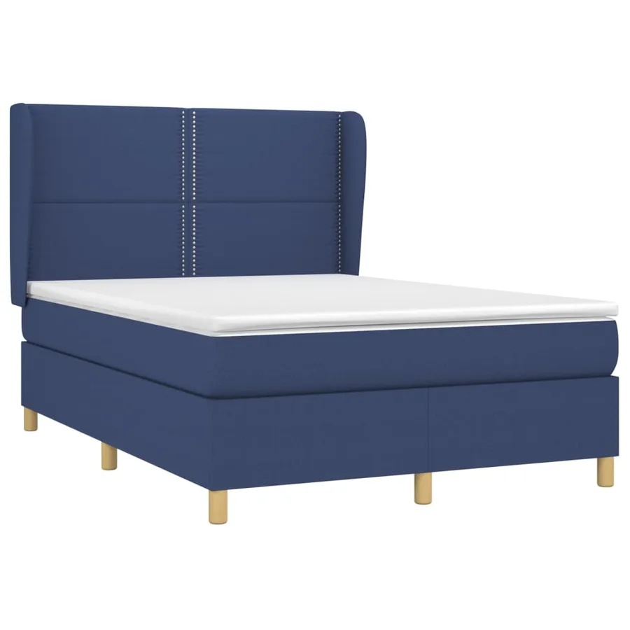 Sommier à lattes de lit avec matelas Bleu 140x200 cm Tissu - 3