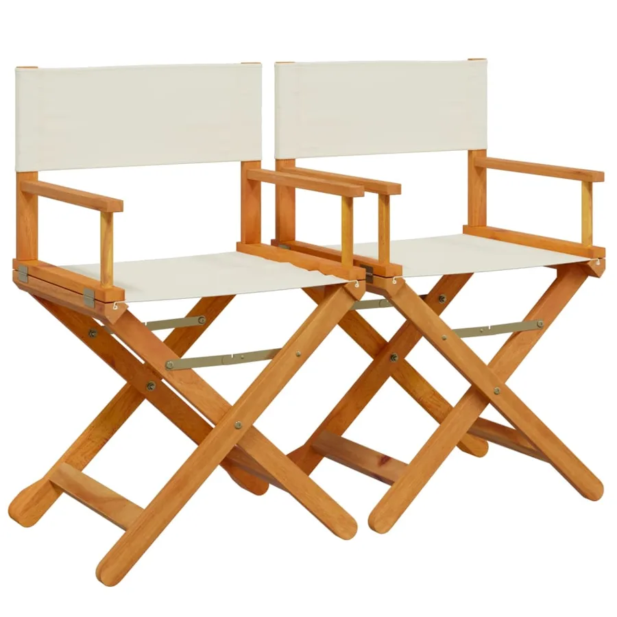Chaises de réalisateur pliables lot de 2 blanc crème tissu - 2