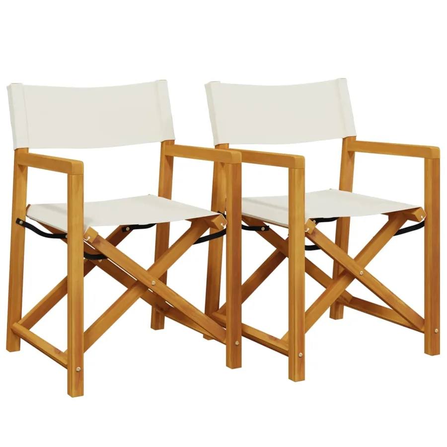 Chaises de réalisateur pliables lot de 2 blanc crème tissu - 2