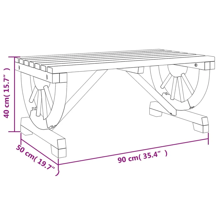 Table basse de jardin 90x50x40 cm bois de sapin massif - 9