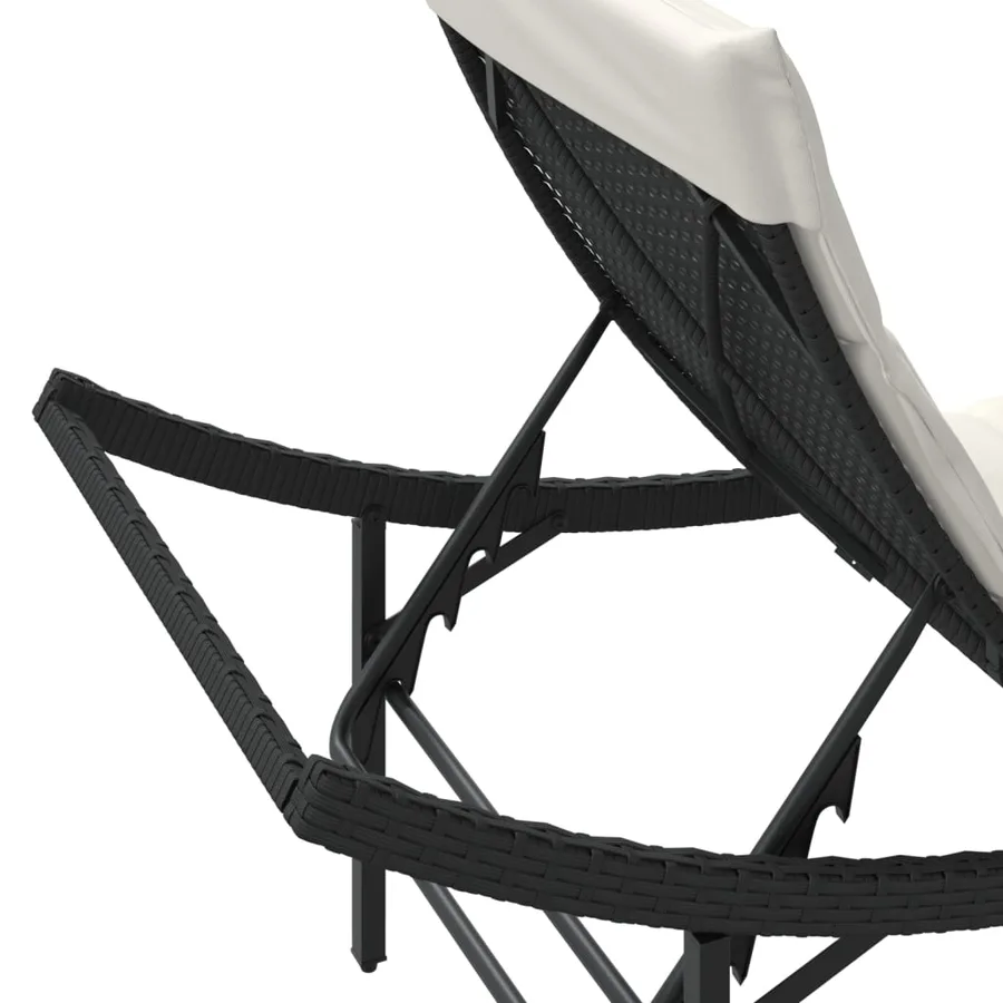 Chaises longues lot de 2 avec table noir résine tressée - 9