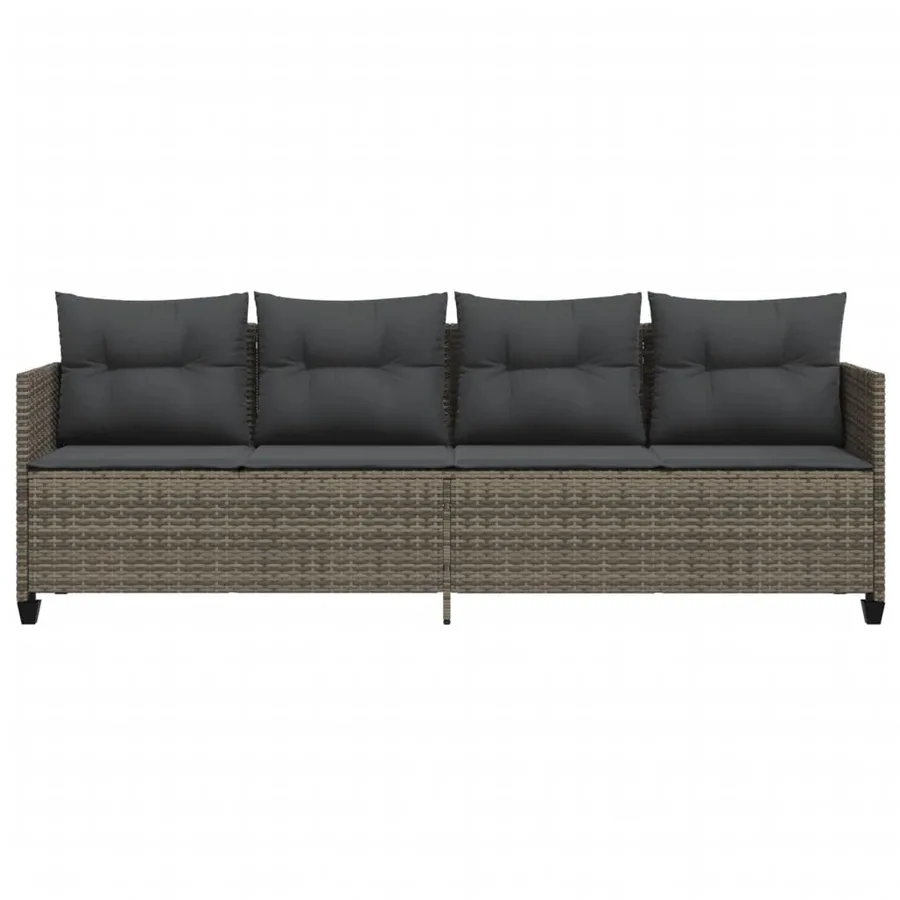 Chaise longue avec coussins gris résine tressée - 4