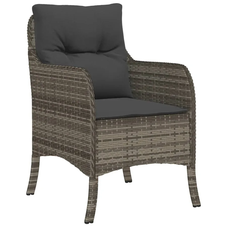 Chaises de jardin avec coussins lot de 2 gris résine tressée - 4
