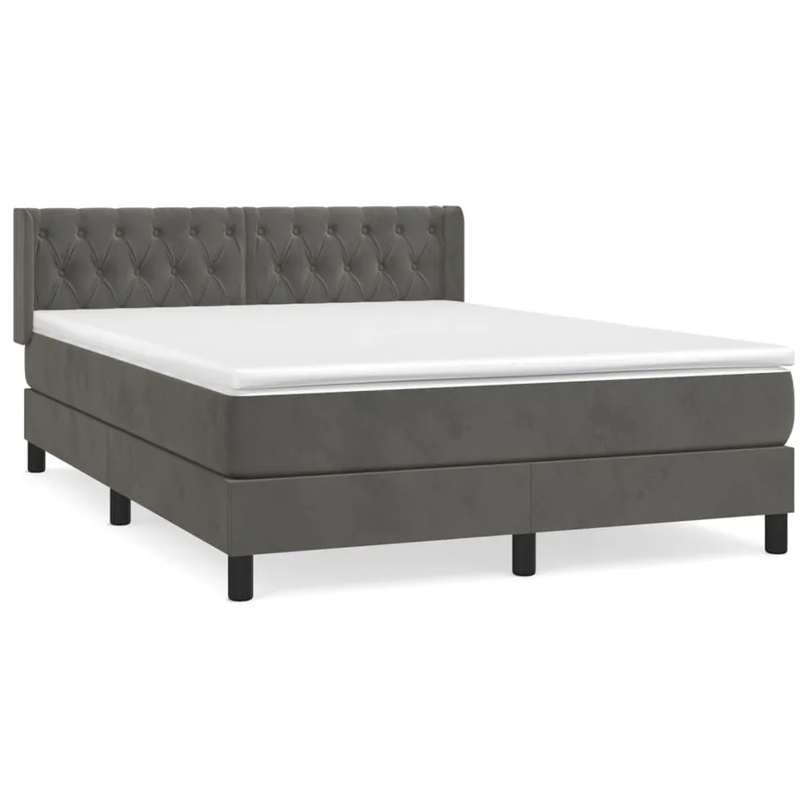 Sommier à lattes de lit et matelas Gris foncé 140x190cm Velours - 2