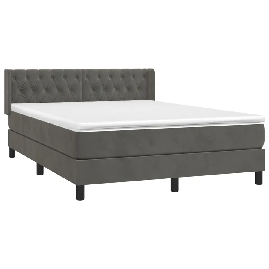 Sommier à lattes de lit et matelas Gris foncé 140x190cm Velours - 3