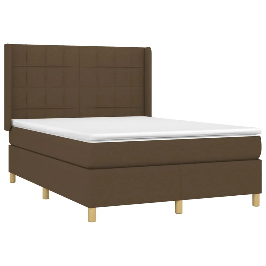 Sommier à lattes de lit matelas et LED Marron foncé 140x190 cm - 4
