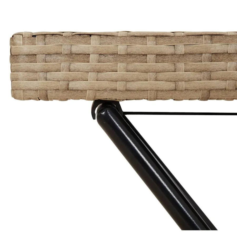 Table à plateau pliable beige 65x40x75 cm résine tressée - 9