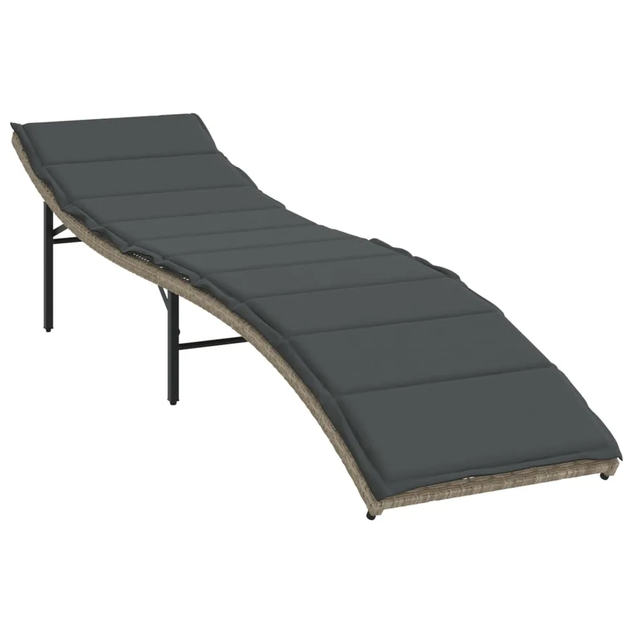 Chaises longues lot de 2 et coussins gris clair résine tressée - 3