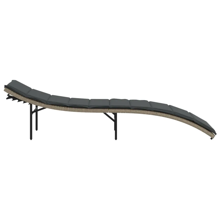 Chaises longues lot de 2 et coussins gris clair résine tressée - 5