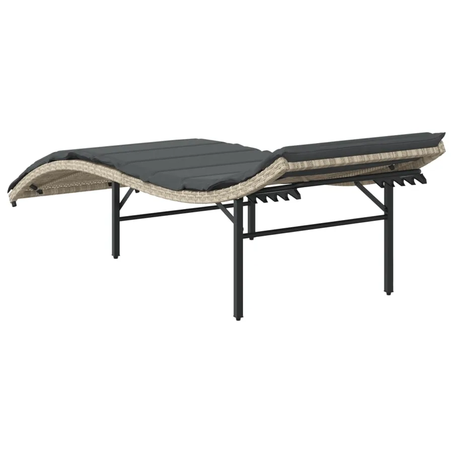 Chaises longues lot de 2 et coussins gris clair résine tressée - 6