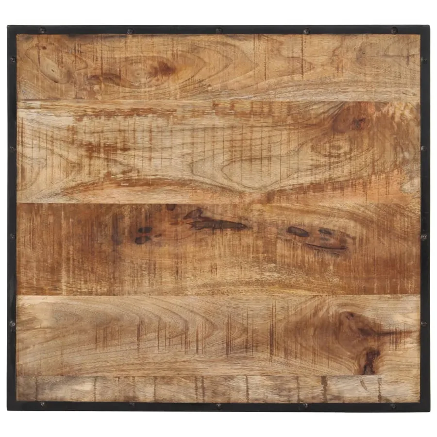 Ensemble de bar 3 pcs bois de manguier brut massif et métal - 10