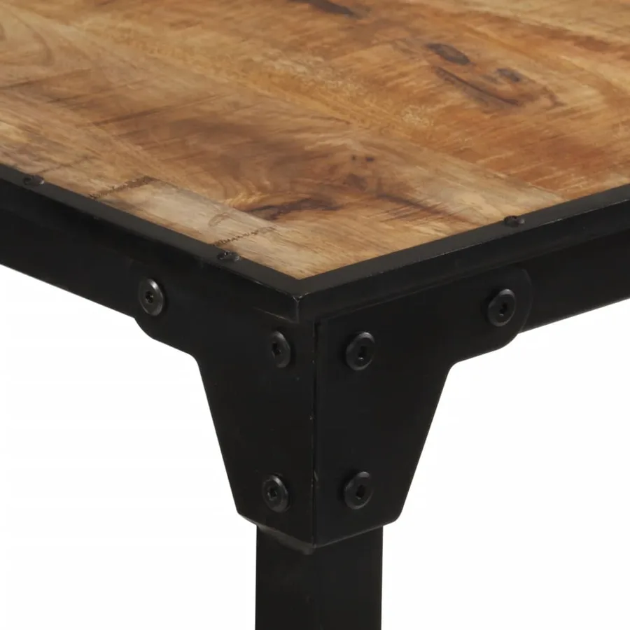 Ensemble de bar 3 pcs bois de manguier brut massif et métal - 13