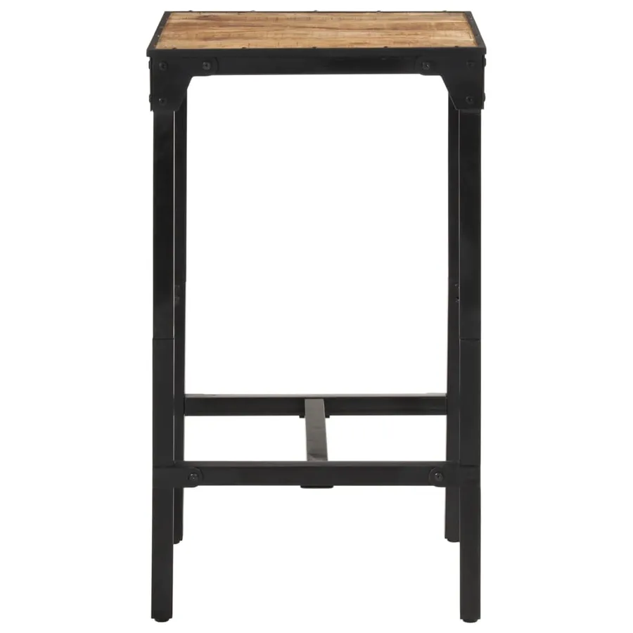 Ensemble de bar 3 pcs bois de manguier brut massif et métal - 9