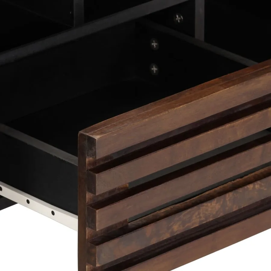 Meuble TV marron 100x34x46 cm bois massif manguier - 8