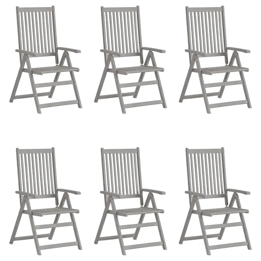 Chaises inclinables de jardin lot de 6 et coussins Bois acacia - 2