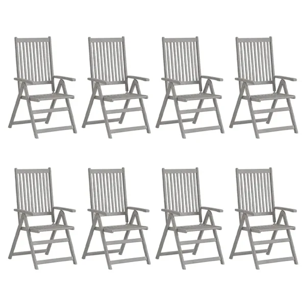 Chaises inclinables de jardin lot de 8 Gris Bois solide acacia